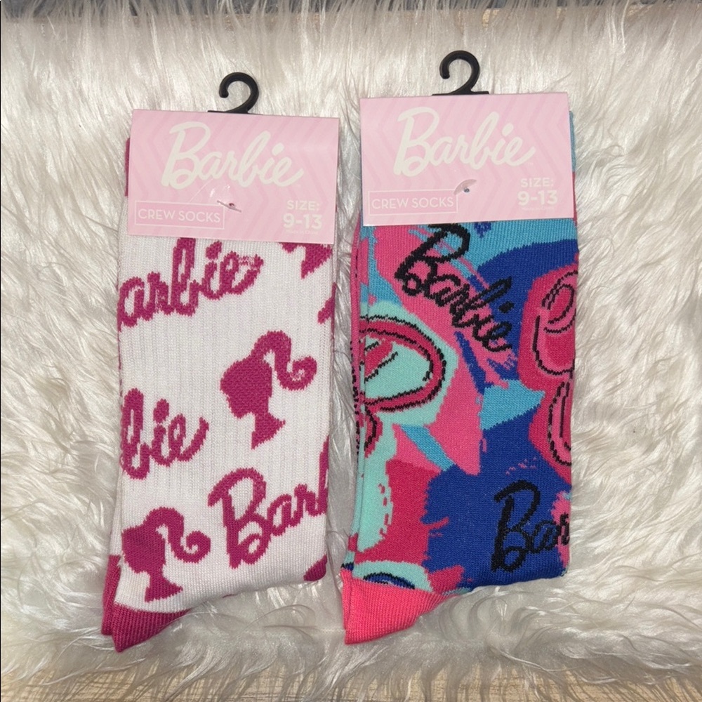 2 Barbie Crew Socks 💕 - One size fits all Barbie themed socks